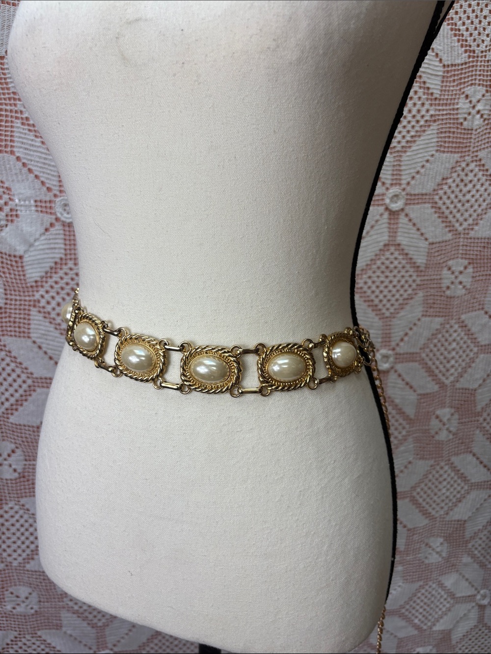 Vintage Faux Pearl Chain Belt – 45”